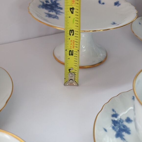 Set of 11 peices Okura by Noritake blue flower teacups/saucers/pedestal set - Picture 11 of 16